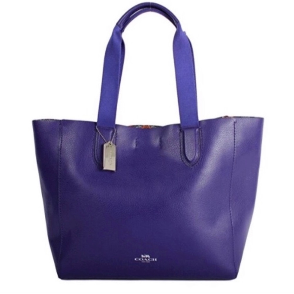 Coach large Derby Pebbled Leather bag purple NWOT